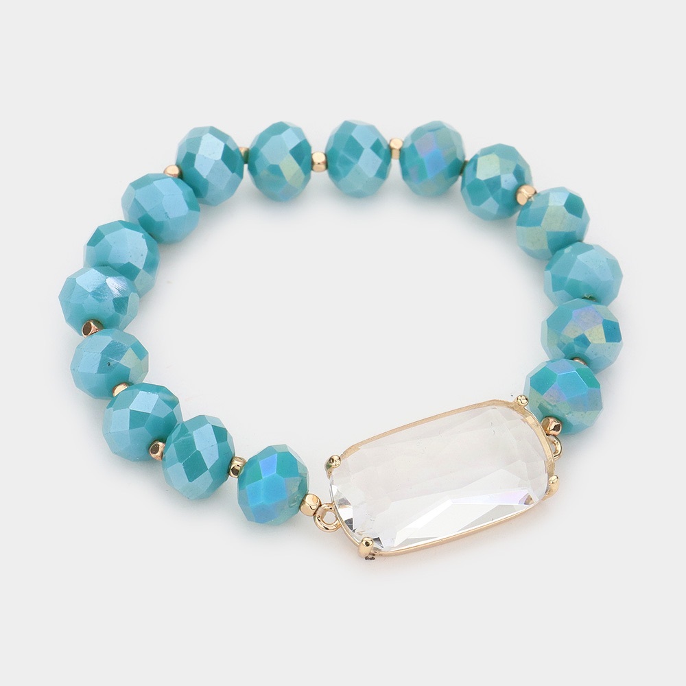 Clear lucite faceted beaded bracelet